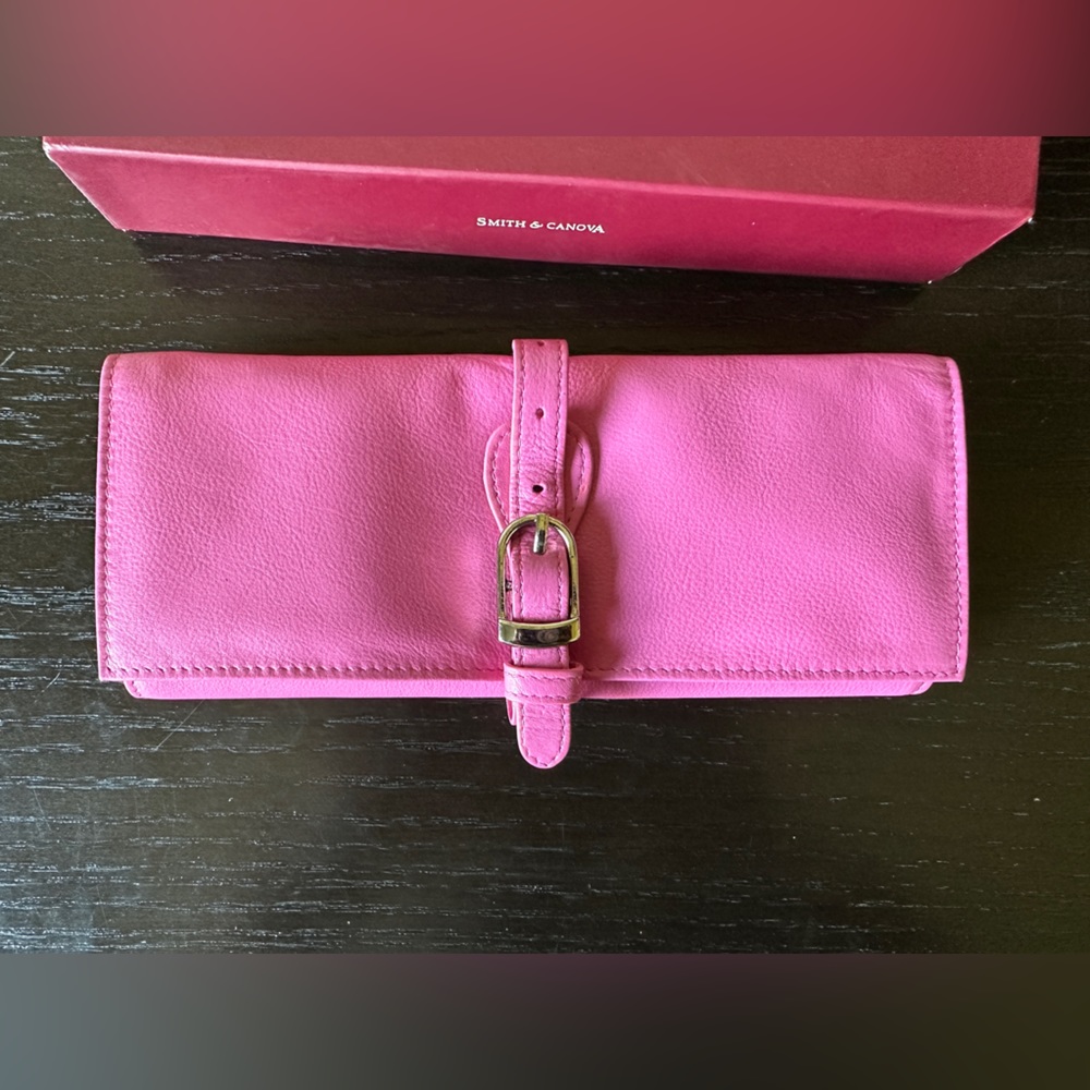 Smith & Canova England leather jewelry roll -‎ Pink